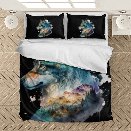 Wolf Print, Cosmic Wolves, Animal Print, Cosmos Bedding Sets