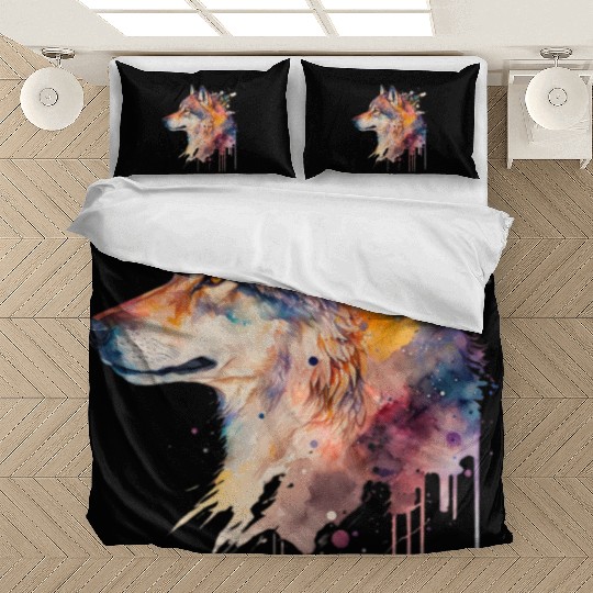 Wolf Print, Cosmic Wolves, Animal Print, Cosmos Bedding Sets