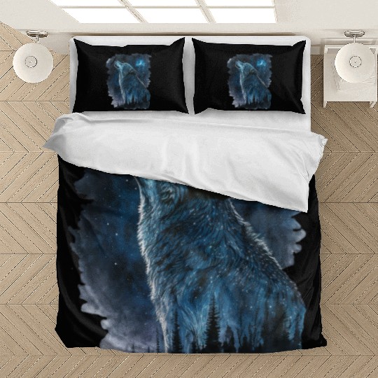 Wolf Print, Cosmic Wolves, Animal Print, Cosmos Bedding Sets