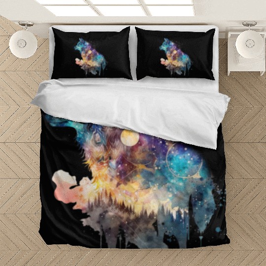 Wolf Print, Cosmic Wolves, Animal Print, Cosmos Bedding Sets