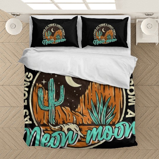 Neon Moon Cactus Country Mountain Vintage Retro Bedding Sets