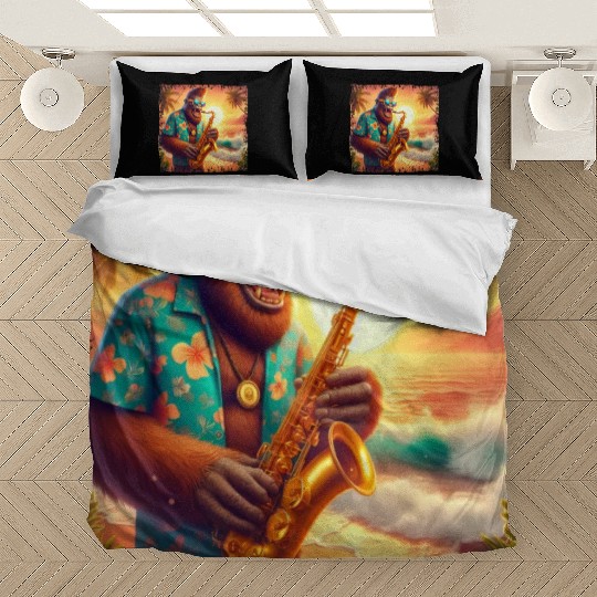 Bigfoot Saxophone Vacation Sunset Bedding Sets