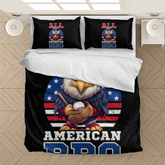 4th Of July Baseball All American Bro Eagle Bedding Sets
