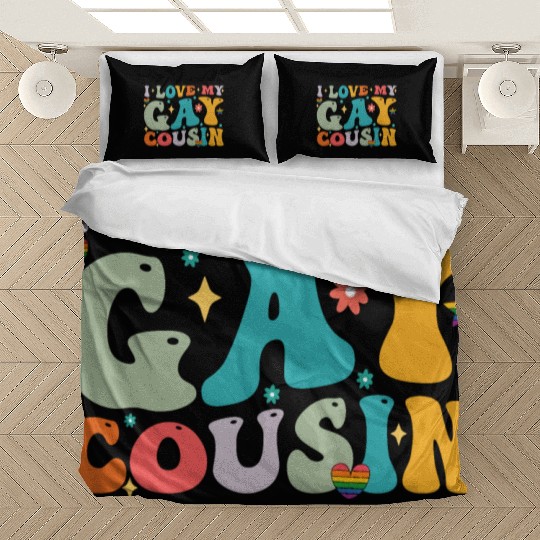 I Love My Gay Cousin Family LGBTQ Pride Groovy Bedding Sets