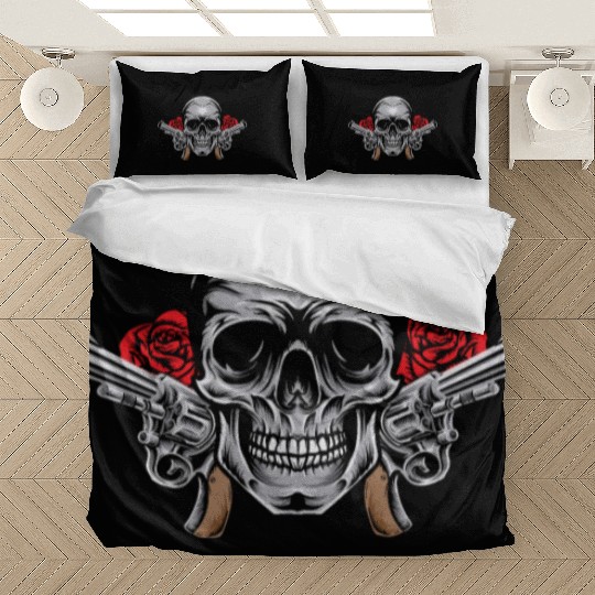 Skeleton Roses Guitar Skull Roses Guns Bedding Sets