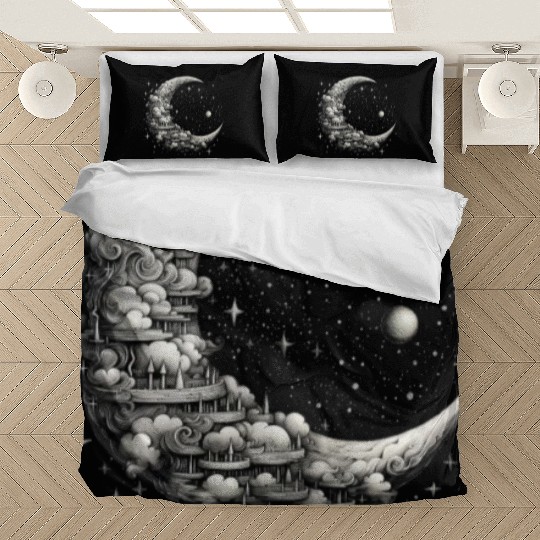 Cool Full Moon - Solar Eclipse, Moon Phases Total Bedding Sets