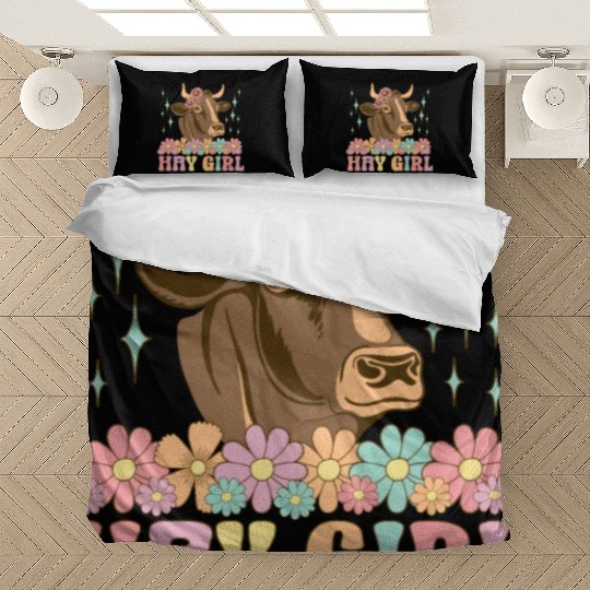 Hay Girl Groovy Cow Cattle Heifer Cowgirl Bedding Sets