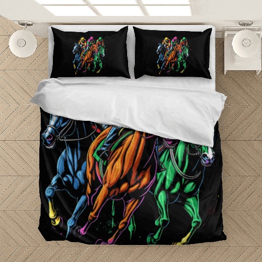Horse Racing Painting Horse and Derby Lovers Bedding Sets