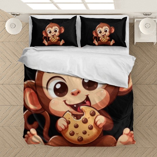 Cute Chimpanzee with Cookie Cartoon Bedding Sets