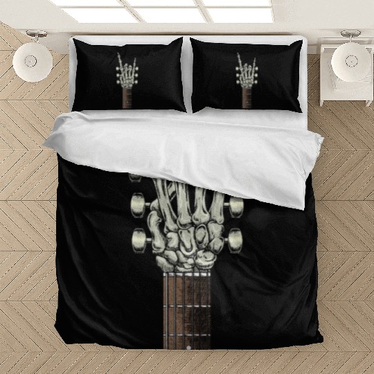 Rock On Skeleton Hand Guitar Rock Roll Rock Band Bedding Sets