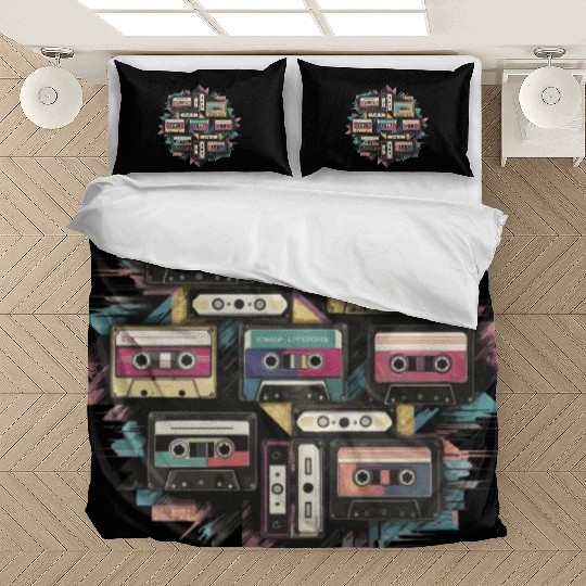 80s Retro Cassette Classic Cassette Tape for a Bedding Sets