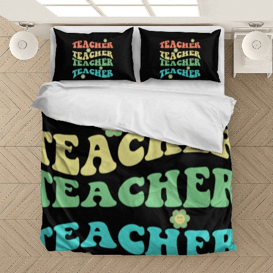 Retro Groovy In My Teacher Era Teacher Life T-Shir Bedding Sets