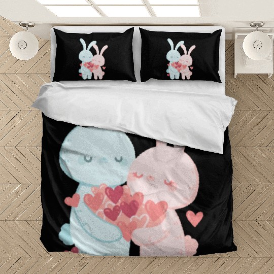 Whimsical Duo: Creative Couple Graphics Design Bedding Sets