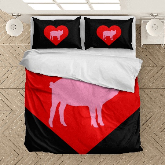 I Love Pigs pig heart piggy piglet silhouette Bedding Sets