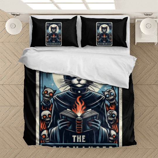 The Nekomancer Funny Tarot Necromancer Cat Pun Bedding Sets