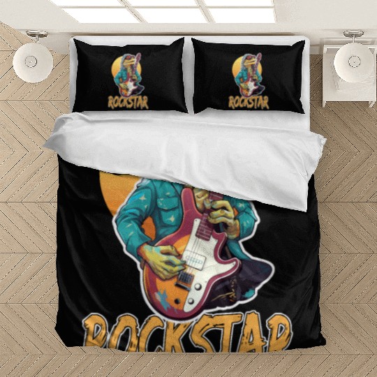 Rockstar Reptile Musician with Electric Guitar Bedding Sets