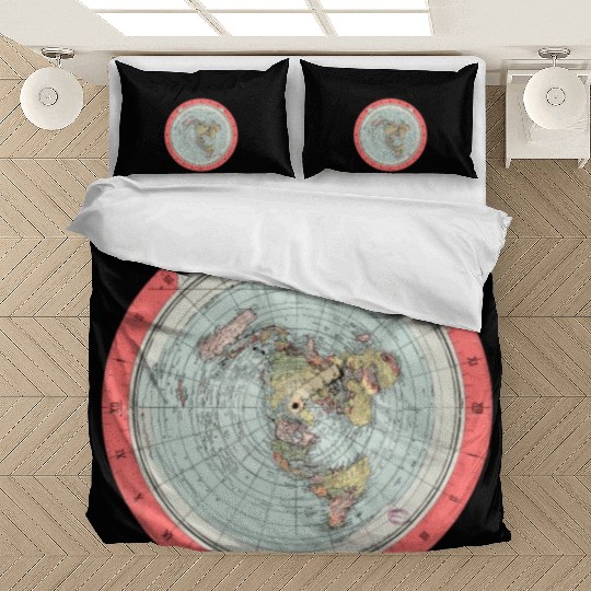 Flat Earth Theory World Map - Funny Conspiracy The Bedding Sets