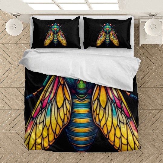 Colorful Cicada Insect Great Eastern Brood Cicada Bedding Sets