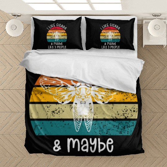 I Like Cicada & Maybe Like 3 People, Retro Sunset Bedding Sets