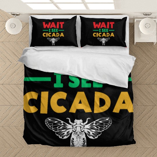 Wait I See Cicada, Funny Colorful Cicada Spring Bedding Sets