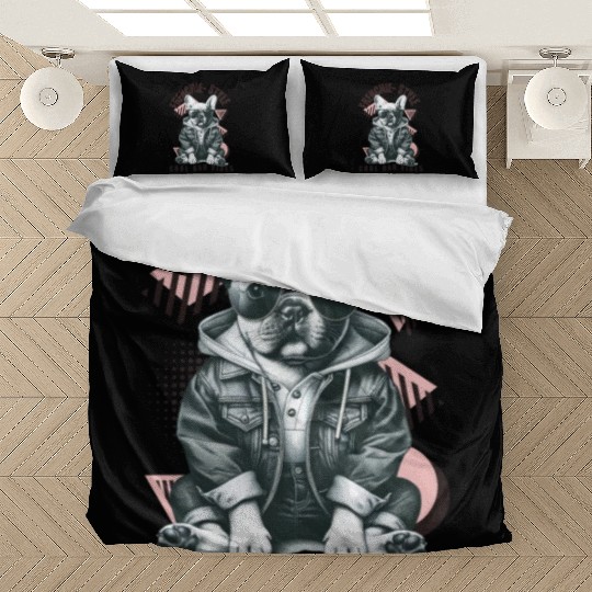 Frenchie Dog Dad Vibes : French Bull dog Bedding Sets