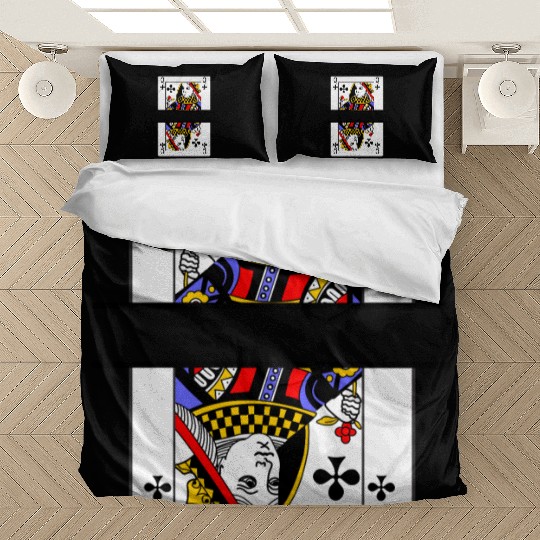 Playing card queen of clubs with banner space Bedding Sets
