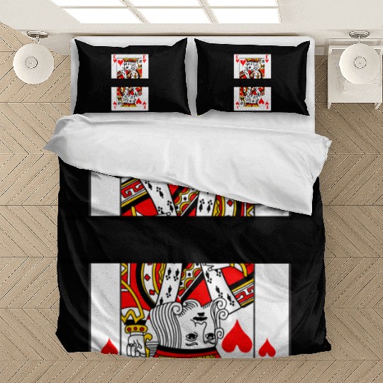 Playing card hearts king with banner space Bedding Sets