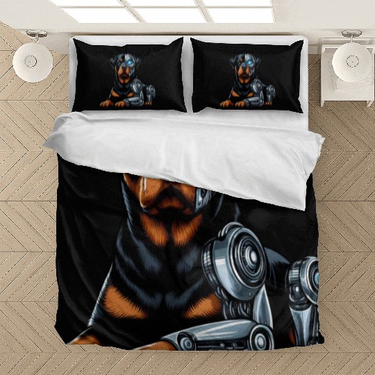 Rottweiler cyborg robot space Bedding Sets
