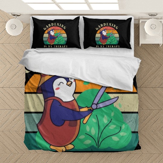 Gardening is my therapy Home Gardening Penguin Bedding Sets