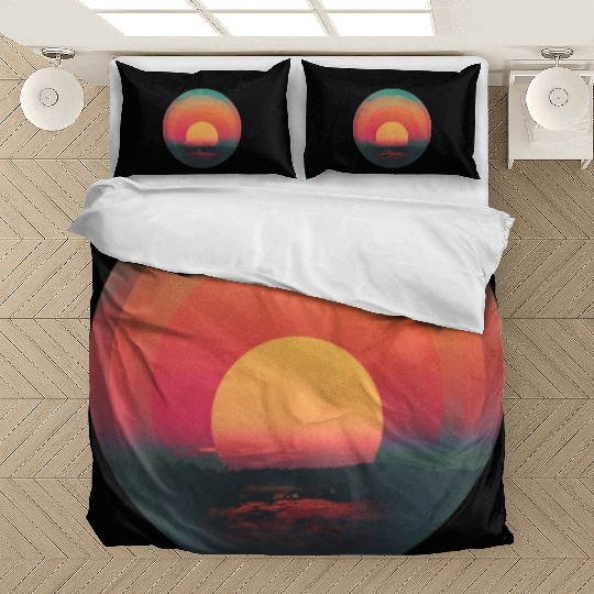 Retro Sunset Outdoor Nature 80s Vintage Bedding Sets