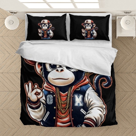 Bedding Sets Funny of a monkey dressed as rap