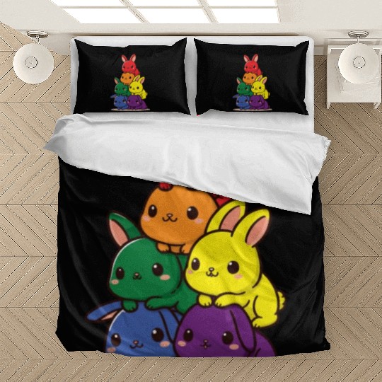 Bunnies Rainbow Flag Pride Month Cute Bunnies Bedding Sets