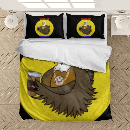 Wake Up America - Bald Eagle Drinking Coffee Bedding Sets