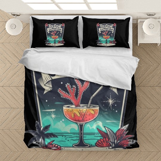 Fire Coral Cocktail Club Bedding Sets