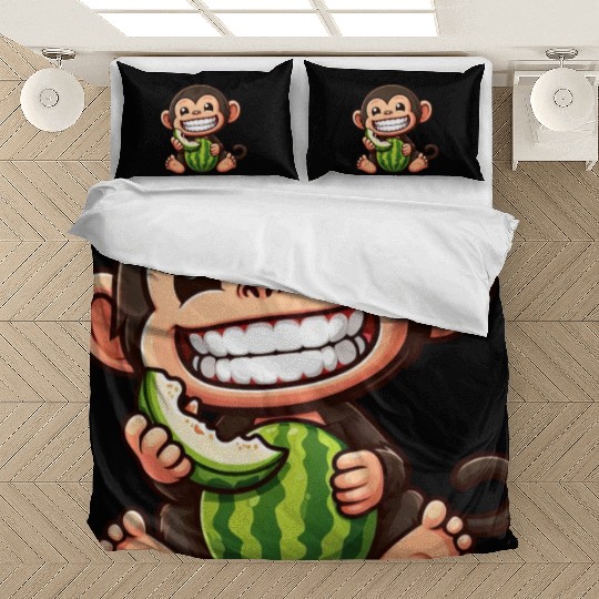 Monkey chimpanzee melon watermelon honeydew melon Bedding Sets