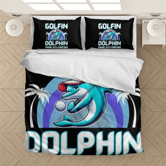Dolphin playing golf Bedding Sets | Gift for dad | Gift