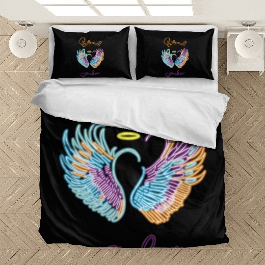 Neon angel wings with helo Bedding Sets