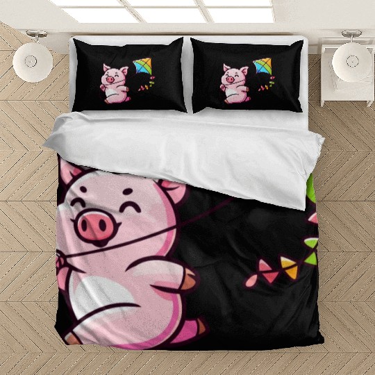 Playful Piglet: Kite-Flying Joy Bedding Sets