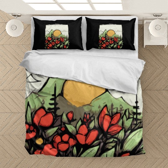 Japan Yellow Sun: Nature and Flowers Bedding Sets