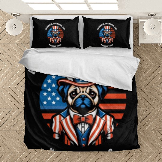 independance day,Barbecue, fireworks, and wagging Bedding Sets