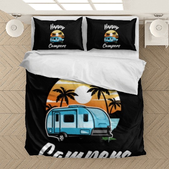 Funny Camping Hiking Lover Present Happy Camper Bedding Sets