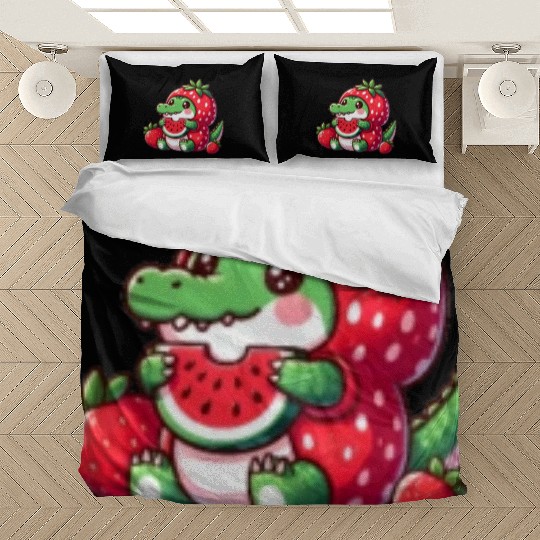 Crocodile in watermelon costume Bedding Sets