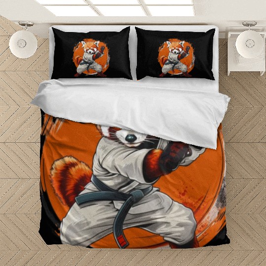 Red panda karate fighting style Bedding Sets