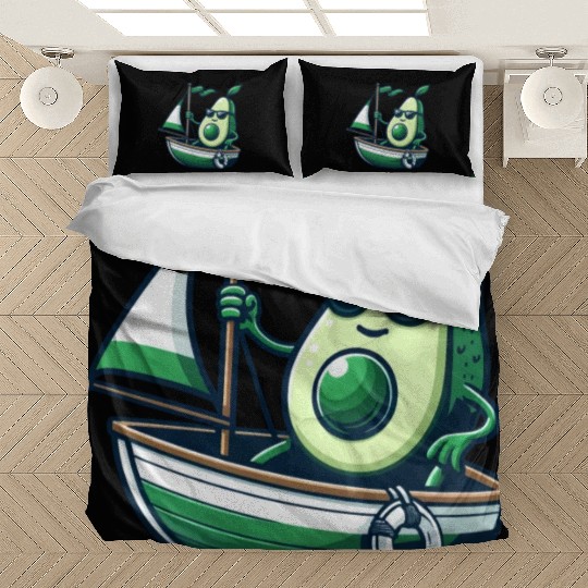 Cool summer sailing dinghy with avocado Bedding Sets