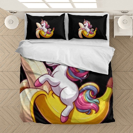 Unicorn on banana Bedding Sets