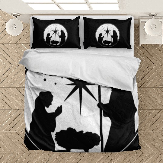 Nativity Scene Silhouette Christmas Market Vendor Bedding Sets