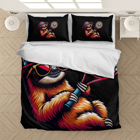 Sloth Tennis Player Cool Sport Design Bedding Sets