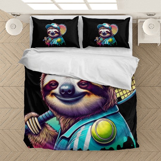 Sloth Tennis Player Court Match Design Bedding Sets