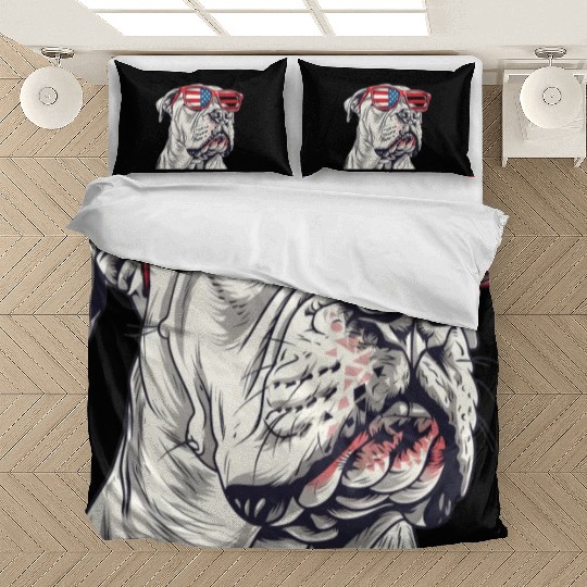 Dogo Argentino dog. 4th of July and memorial day Bedding Sets