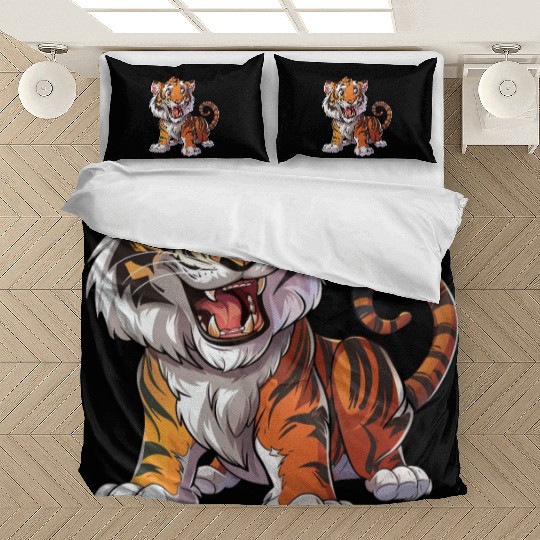 Roaring Young Tiger Cub Playful Stance Bedding Sets